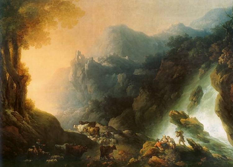 Franciszek Ksawery Lampi The mountain scenery from waterfall oil painting picture